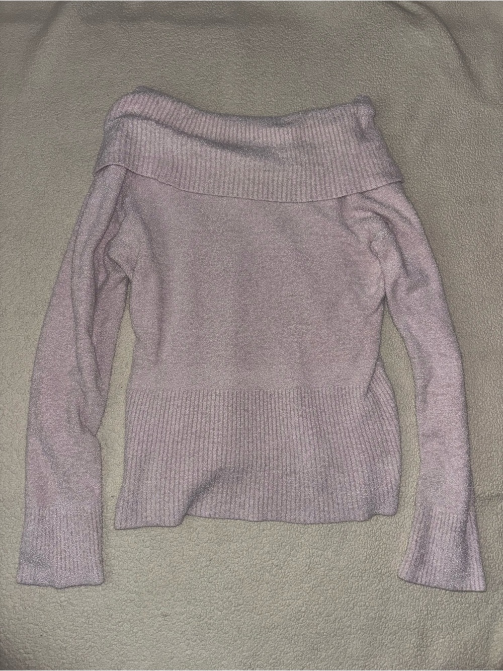 Worthington Lilac Off-Shoulder Ribbed Hem Sweater
